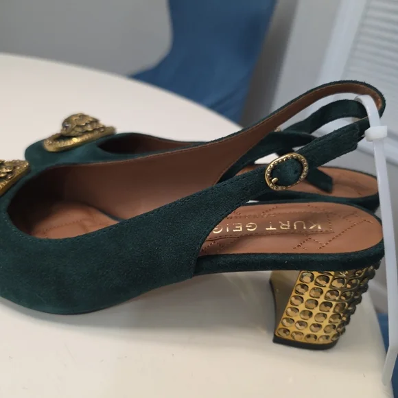 KURT GEIGER LONDON Chelsea Suede Slingback Pumps Size 10 - Picture 4 of 6